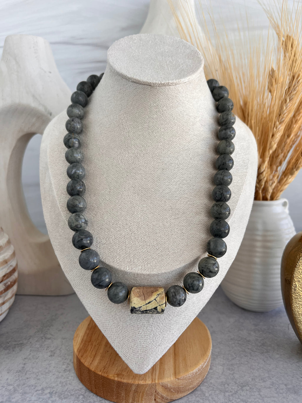 Picasso Marble Jasper with Serpentine Necklace