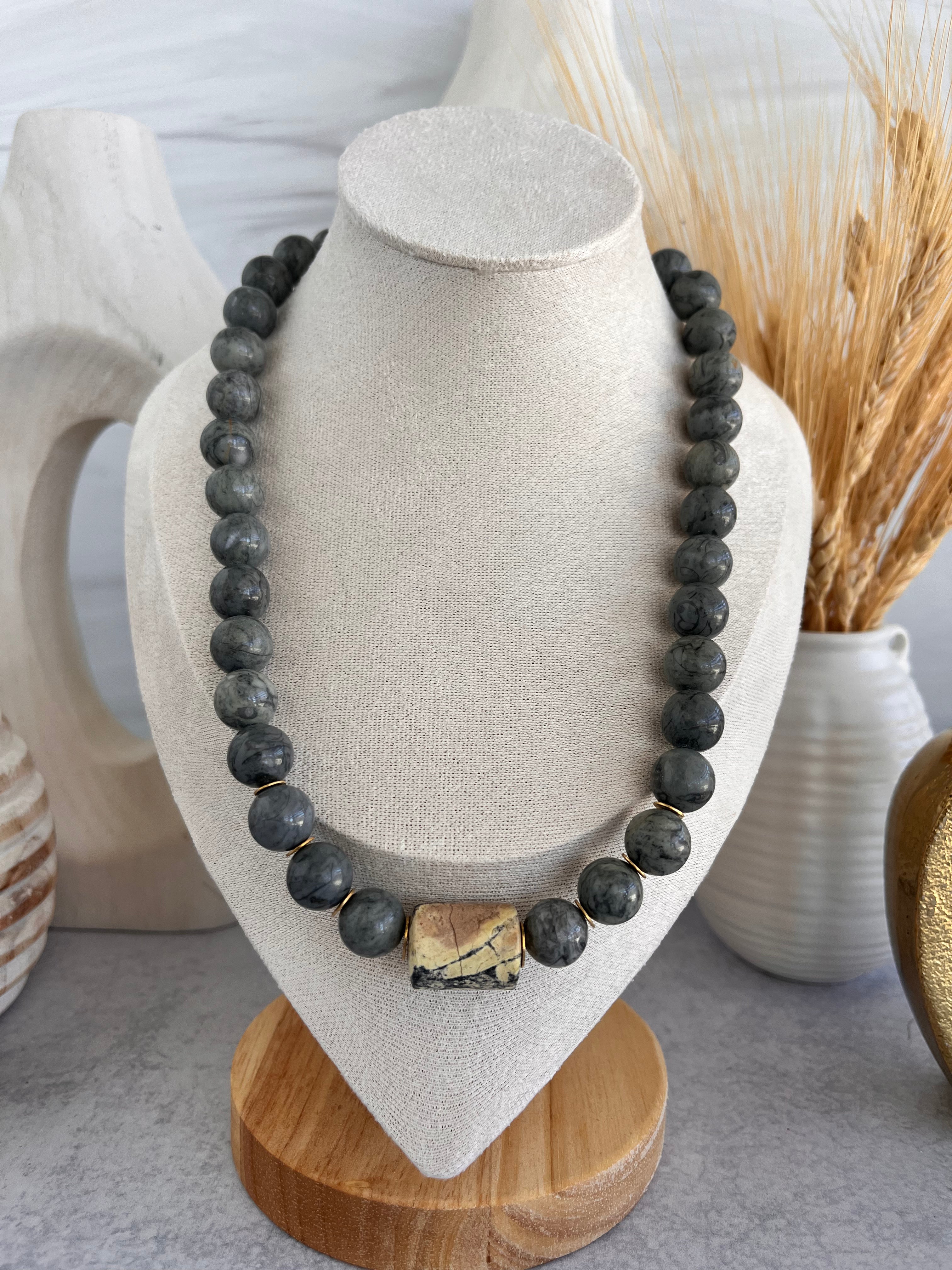 Picasso Marble Jasper with Serpentine Necklace