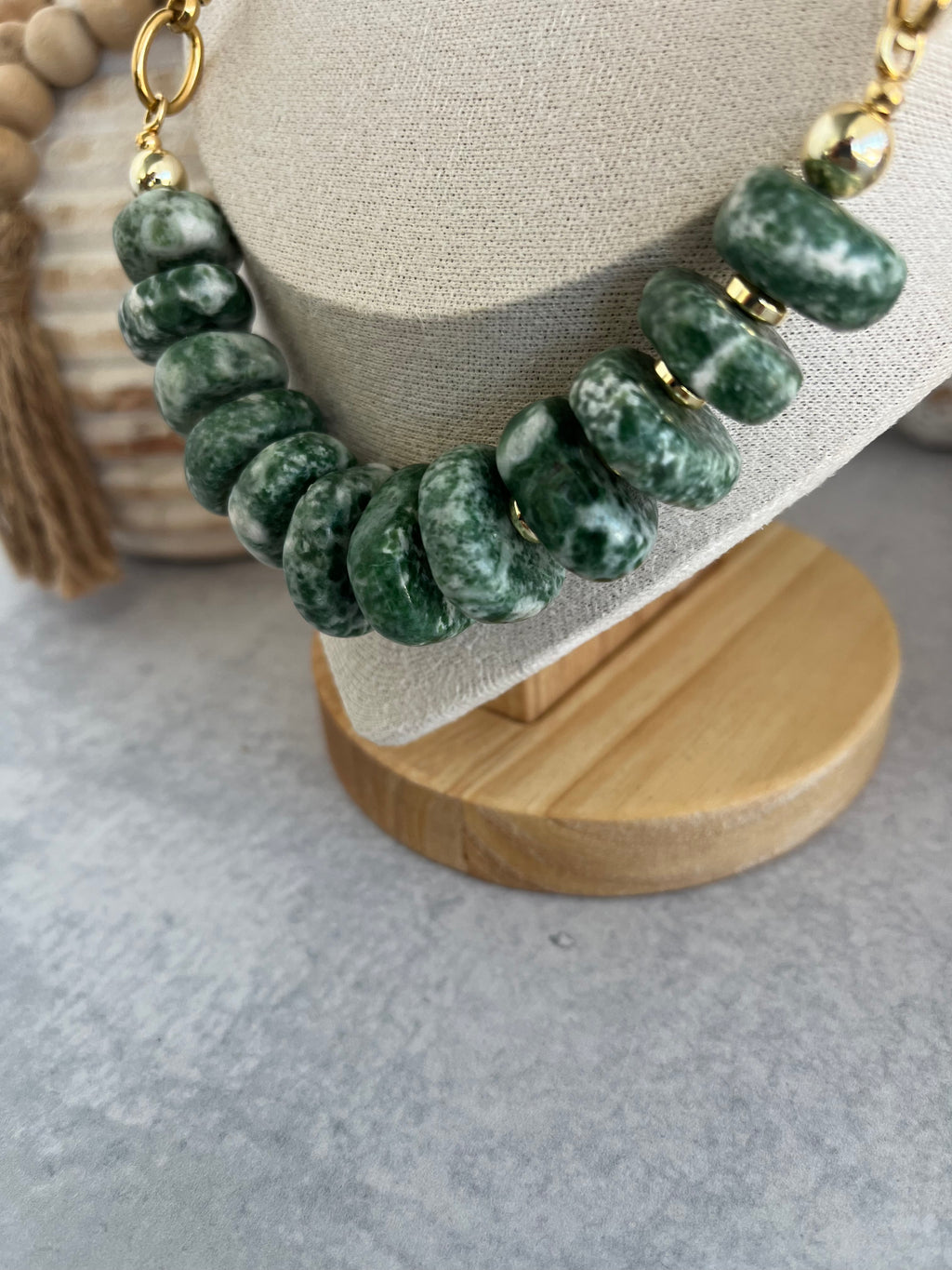 'Yvette' | Natural Tree Agate Stone with Chain Necklace