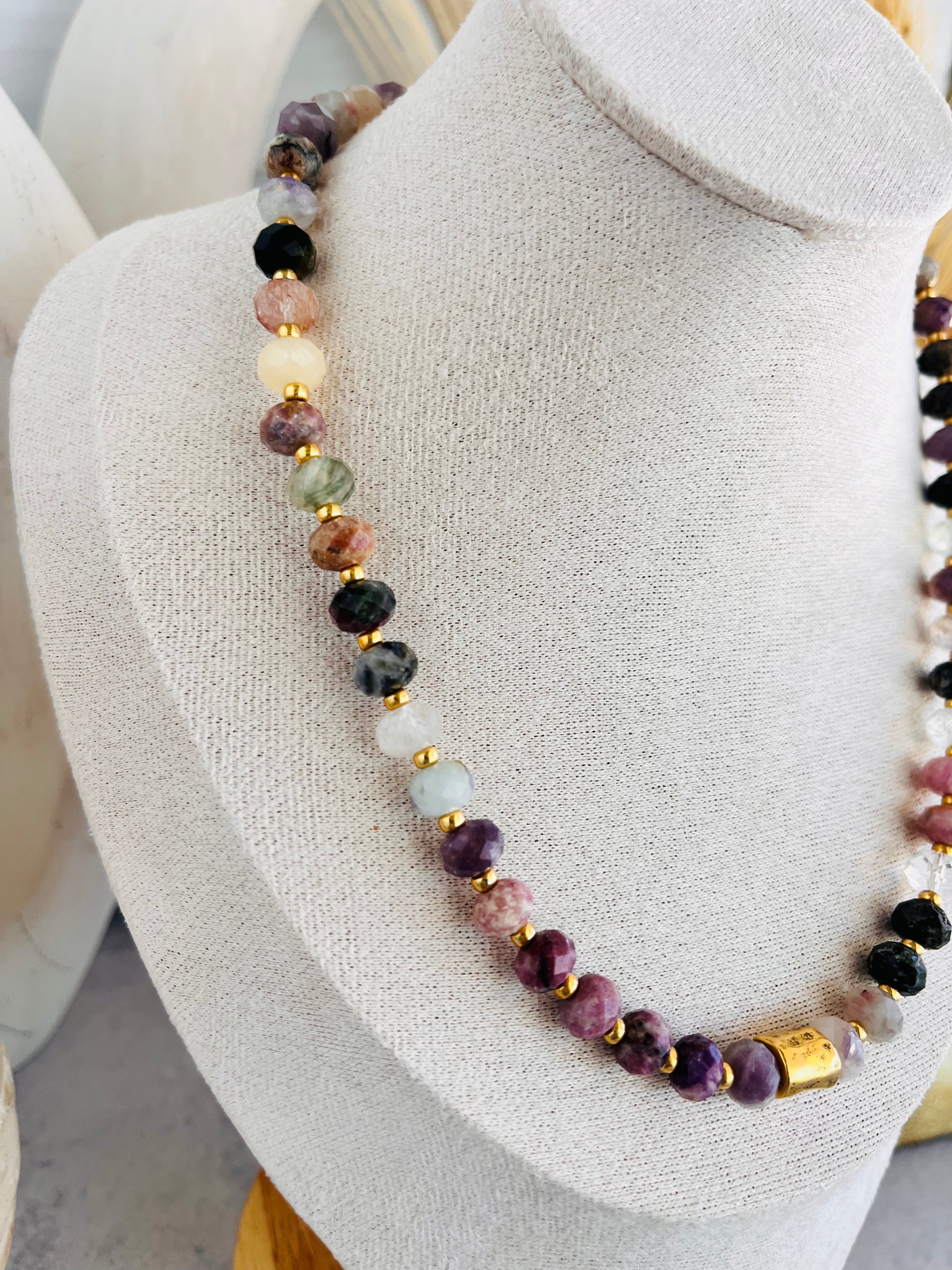 'Ysabel' | Faceted Rubellite Minimalist Necklace
