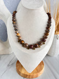 'Élise' | Leopard Skin Jasper with Tibetan Brass Necklace